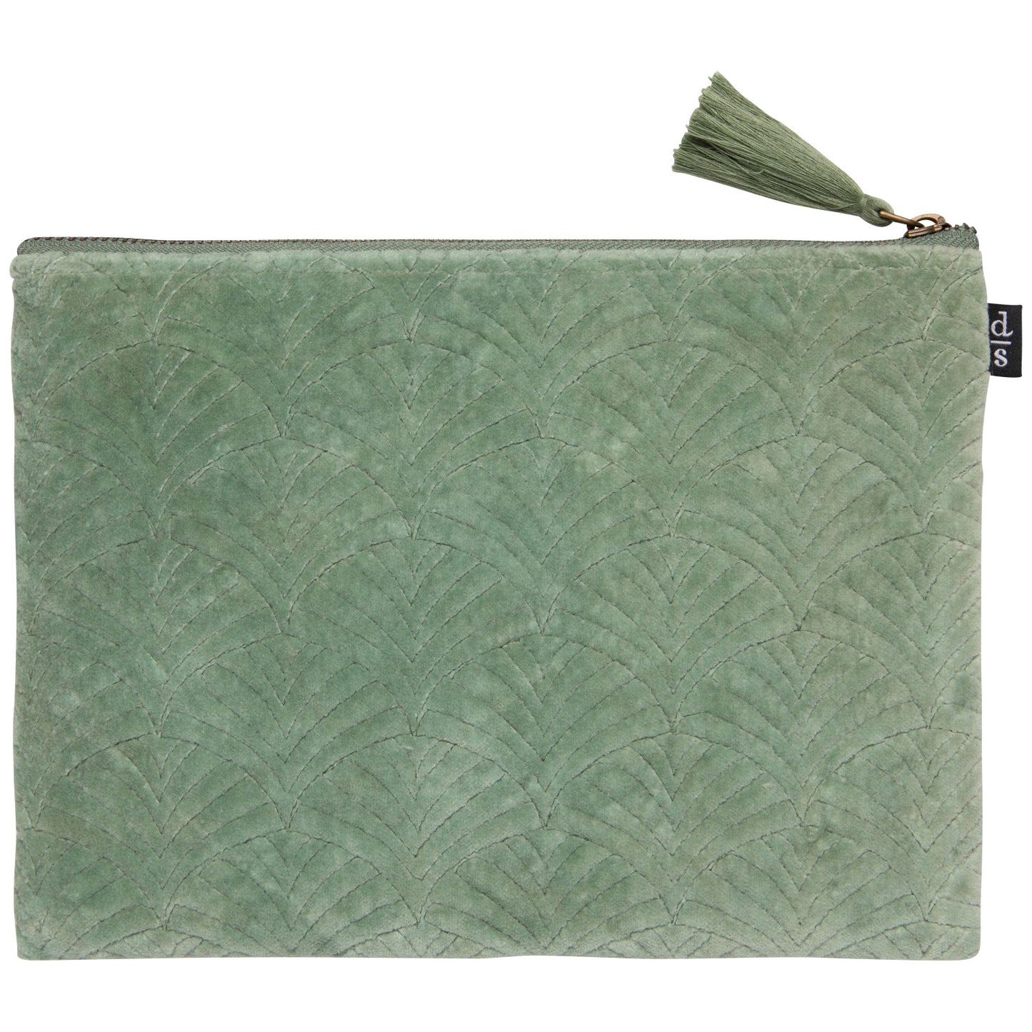 Jade Quilted Velvet Flat Pouch