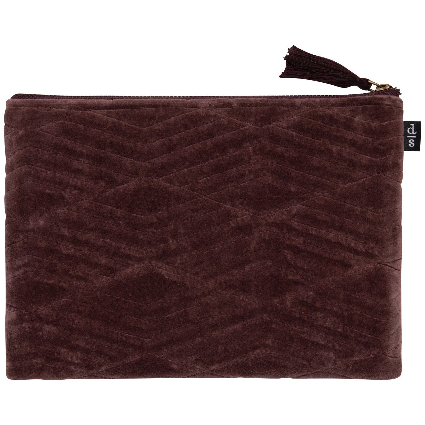 Fig Quilted Velvet Flat Pouch