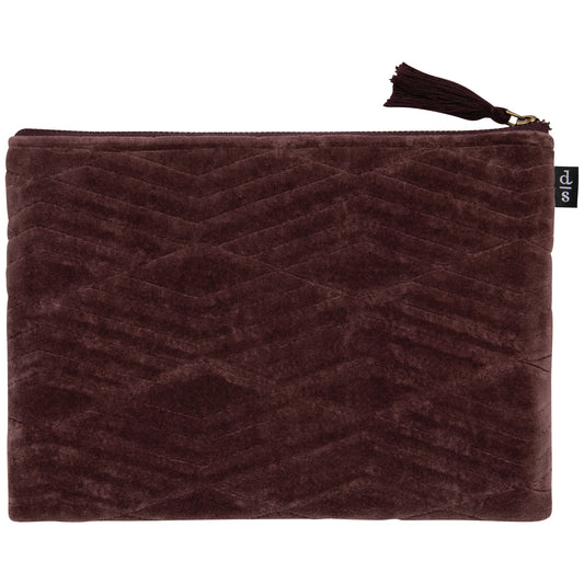 Fig Quilted Velvet Flat Pouch