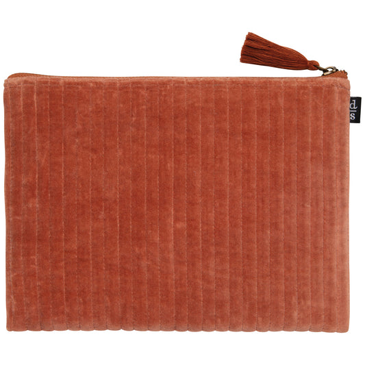 Copper Quilted Velvet Flat Pouch