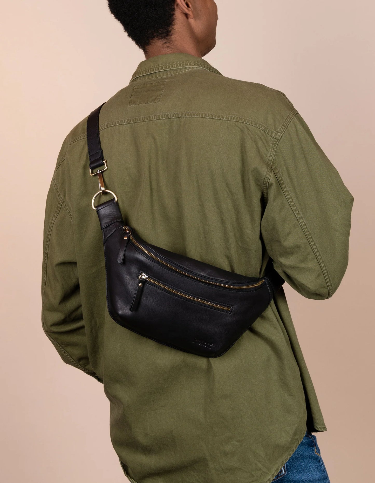 Drew Bum Bag | Black Soft Grain Leather