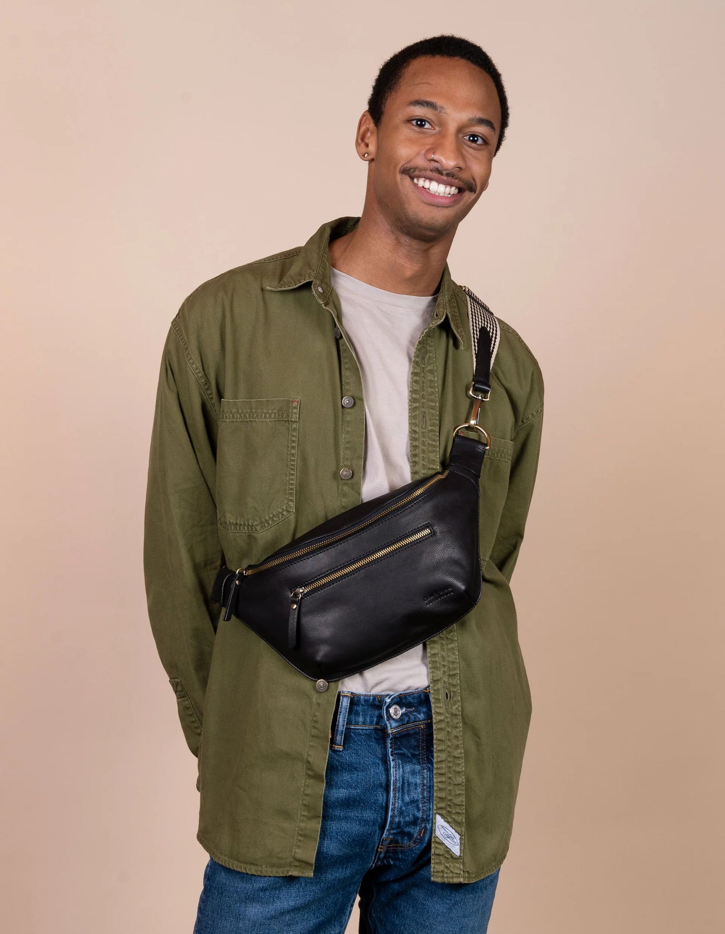 Drew Bum Bag | Black Soft Grain Leather