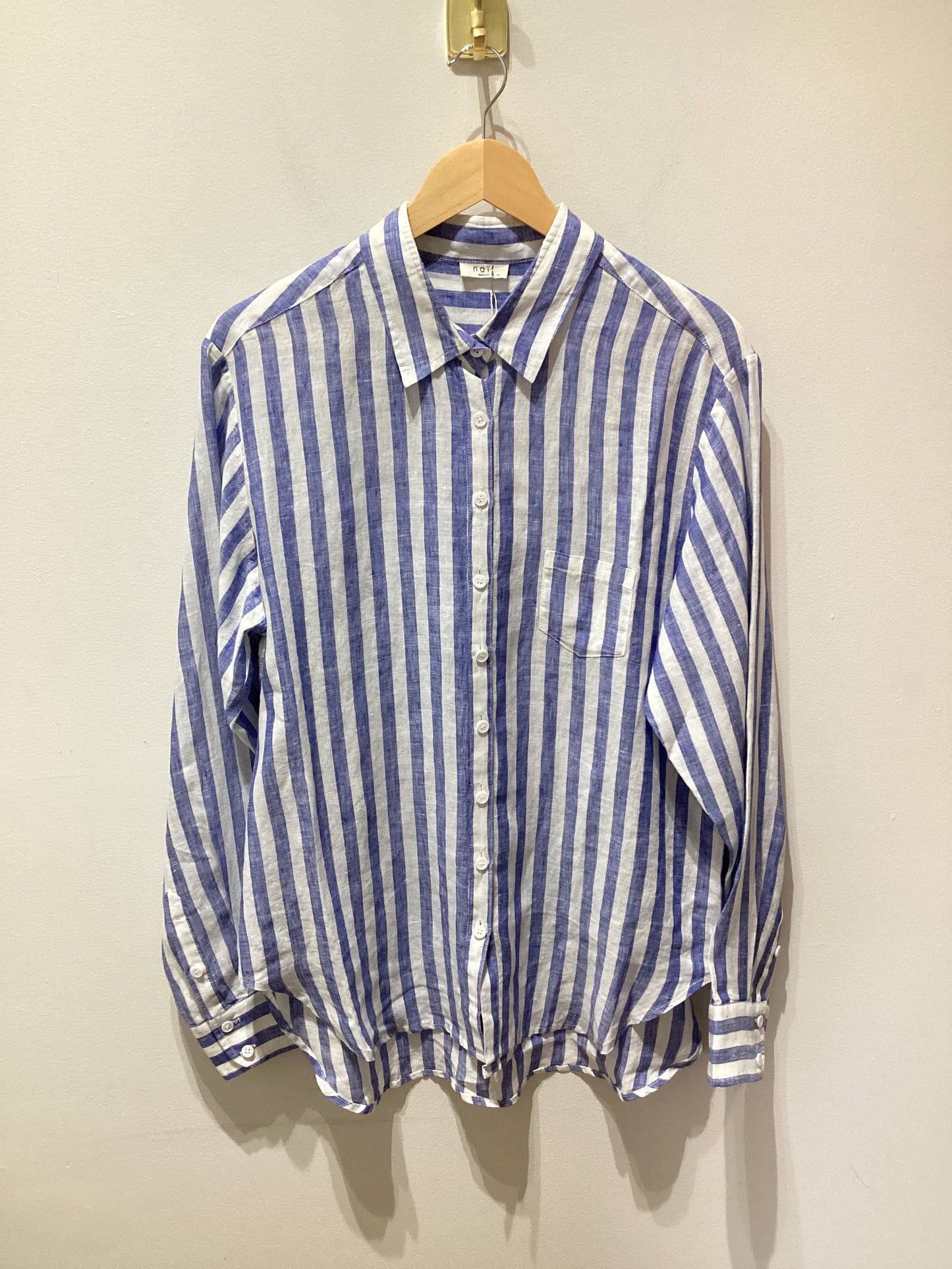 Imogen Blouse | Striped Linen Blue