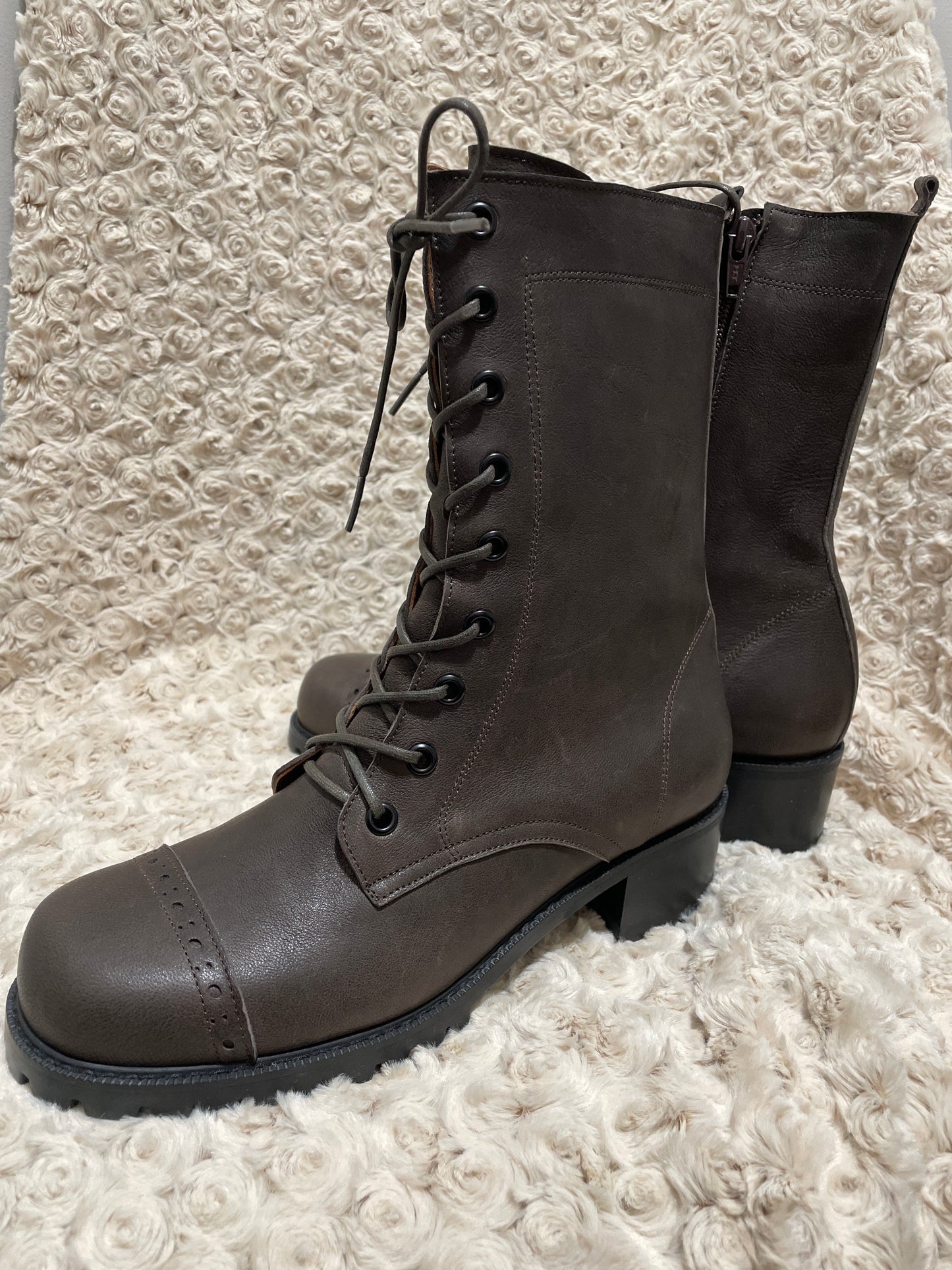 Lace-Up Mid-Calf Boots