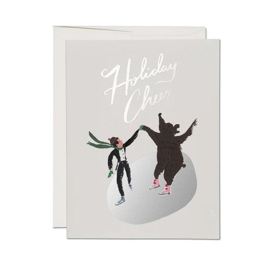 Skating Bear holiday greeting card: Singles