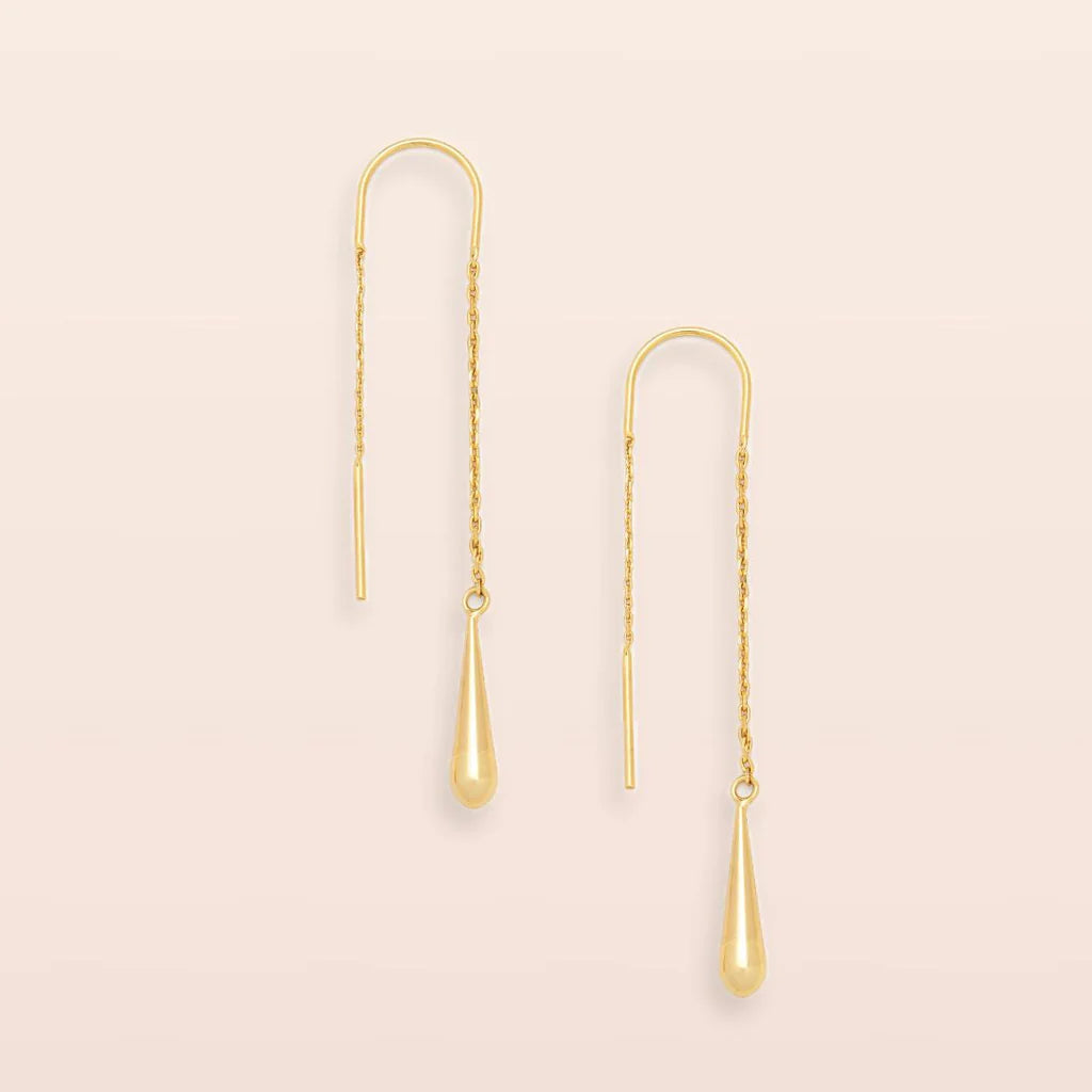 Teardrop Threader Gold Vermeil - Refined Earring Collection