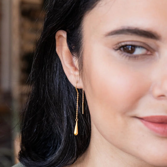 Teardrop Threader Gold Vermeil - Refined Earring Collection