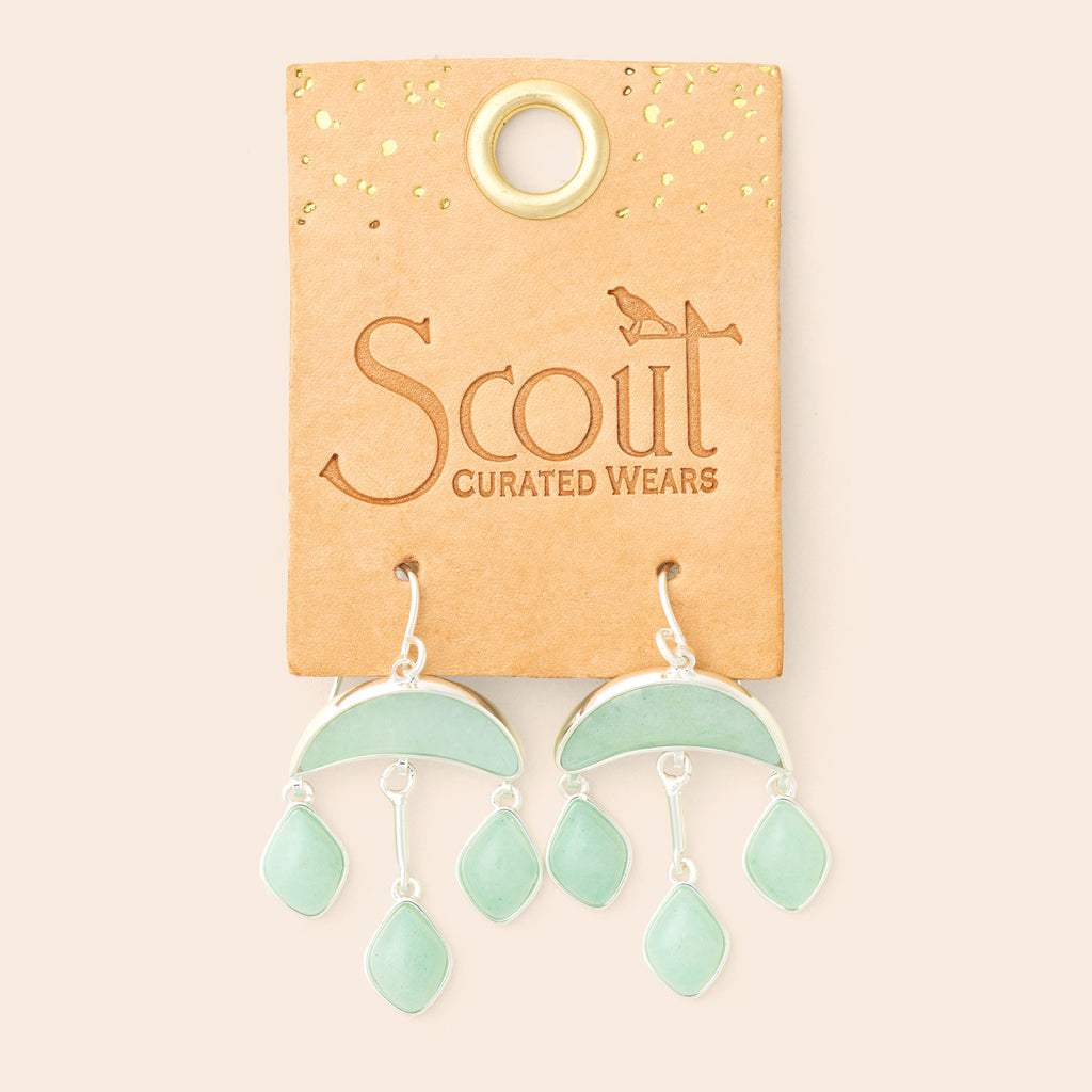 Stone Crescent Drop Earring - Amazonite/Silver