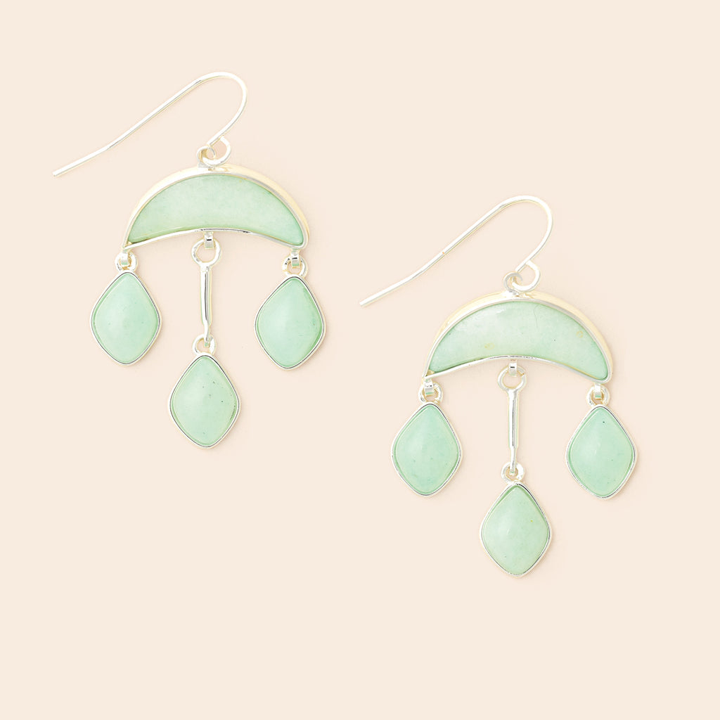 Stone Crescent Drop Earring - Amazonite/Silver