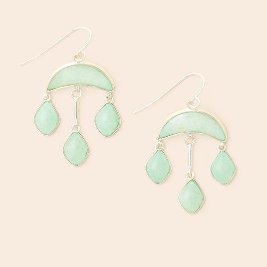 Stone Crescent Drop Earring - Amazonite/Silver