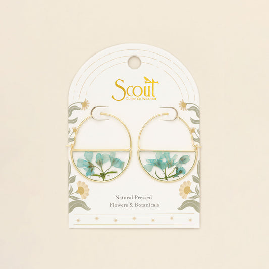 Pressed Flower Hoop Earring | Blue Baby's Breath