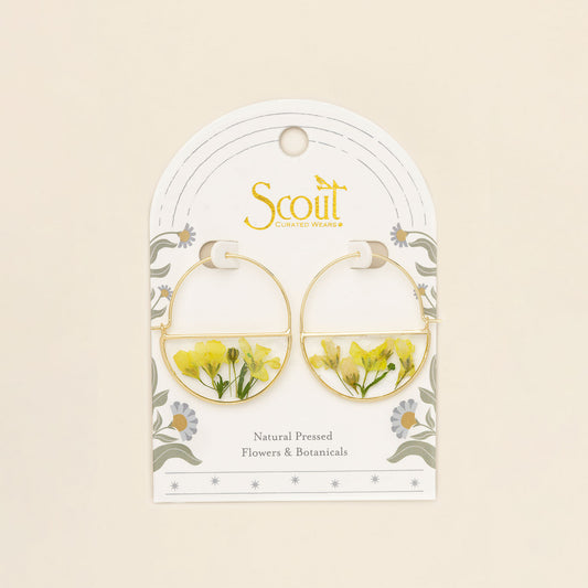 Pressed Flower Hoop Earring | Yellow Baby's Breath