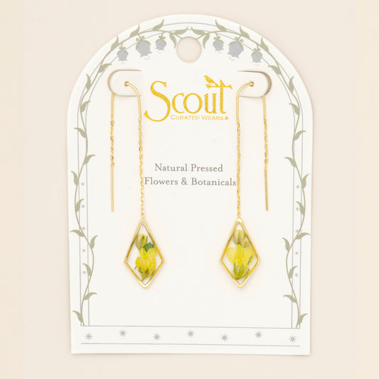Pressed Flower Thread Earring | Yellow Baby's Breath