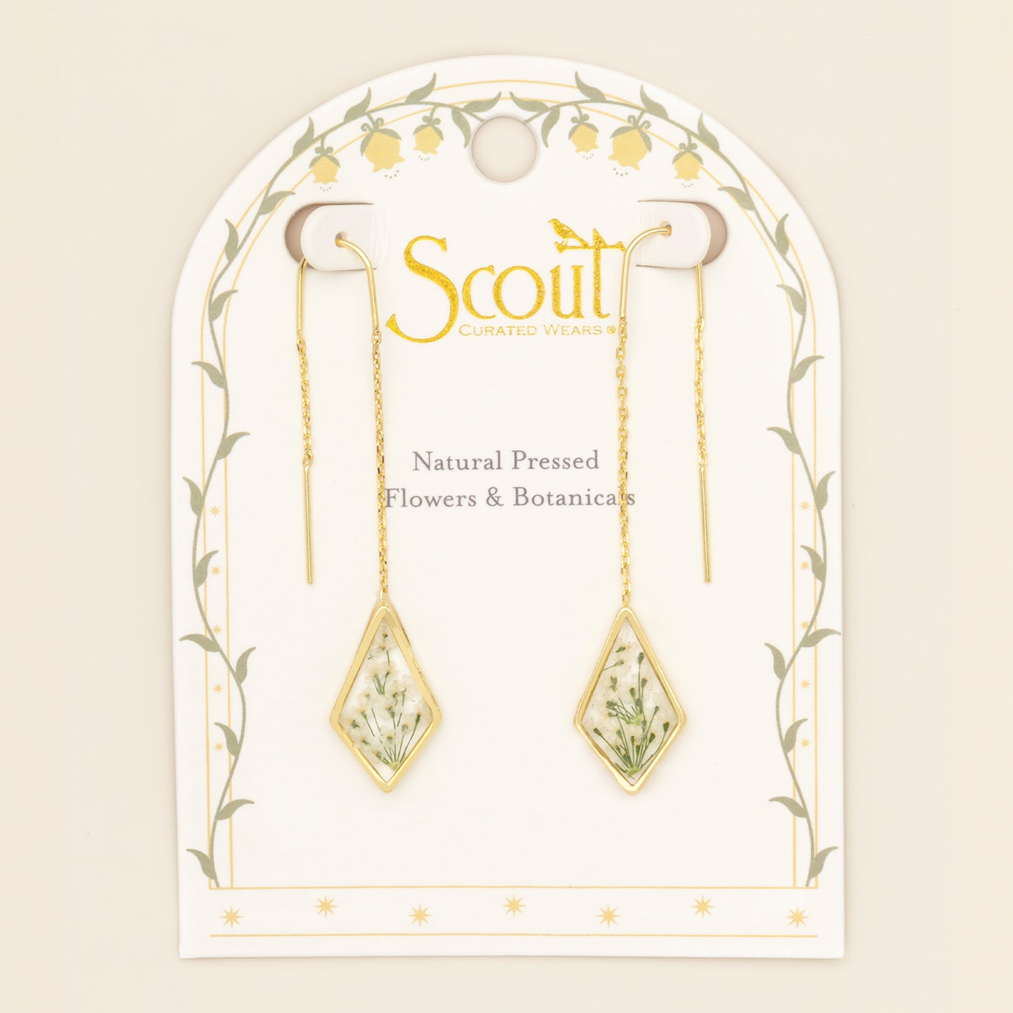 Pressed Flower Thread Earring | White Lace Flower