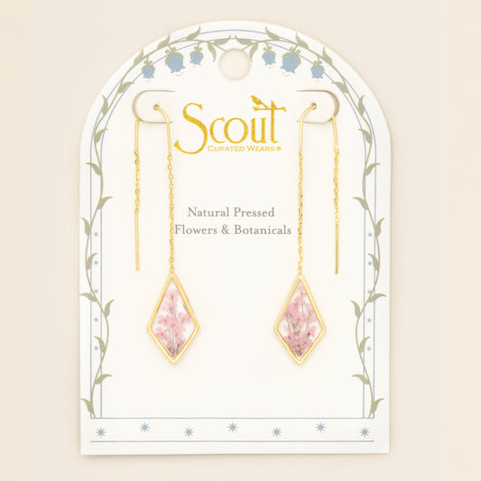 Pressed Flower Thread Earring | Pink Lace Flower
