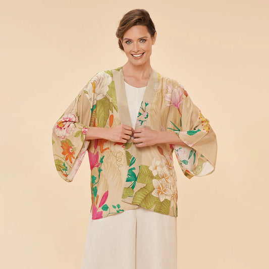 Kimono Jacket - Floral & Fauna - Coconut