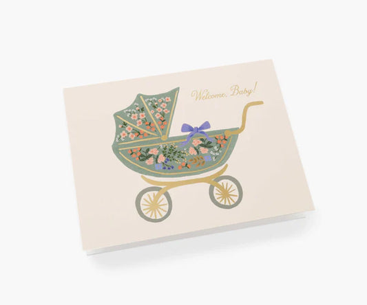 Welcome. Baby! Floral Pram | Greeting Card
