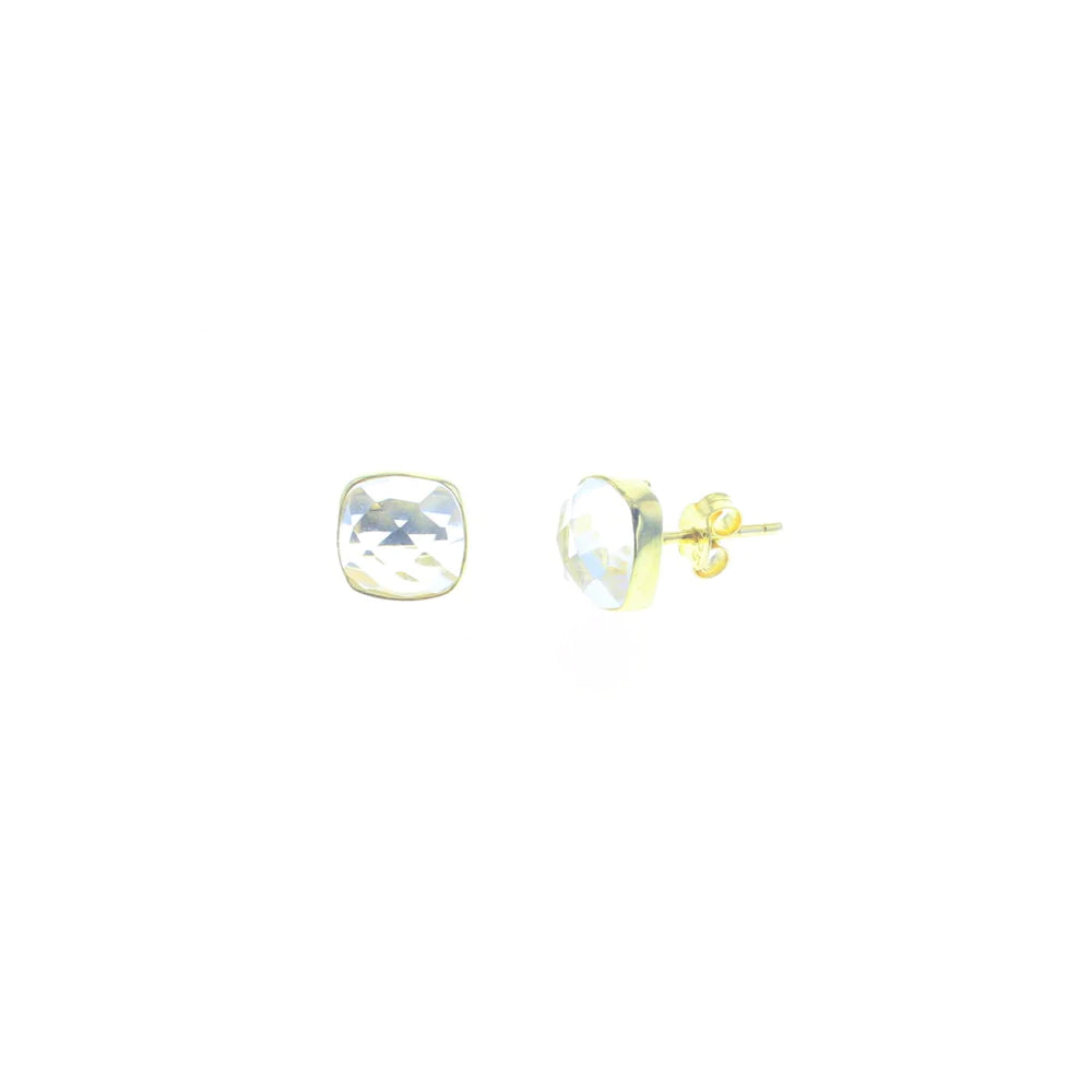 Gold Carded Gemstone Stud Earring