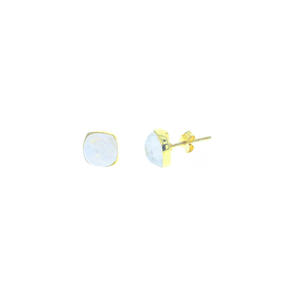 Gold Carded Gemstone Stud Earring