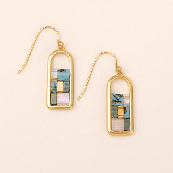 Good Karma Miyuki Frame Earring | Turquoise/Gold