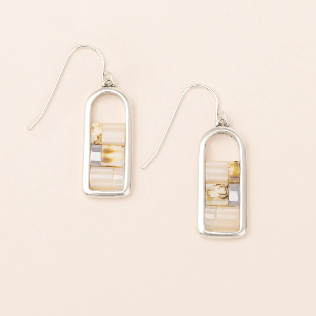 Good Karma Miyuki Frame Earring | Ivory/Silver