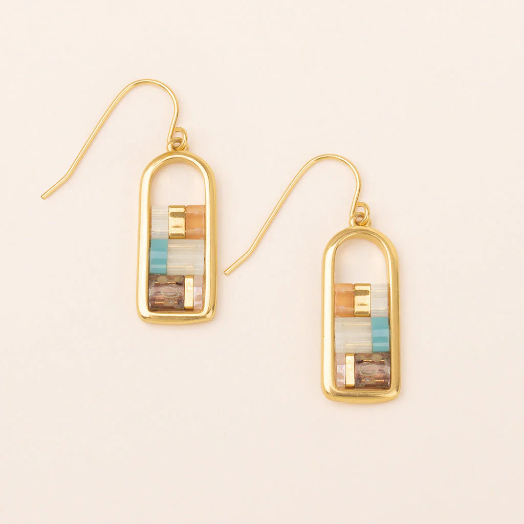 Good Karma Miyuki Frame Earring | Mint/Peach/Gold