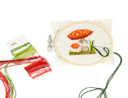 Mini Cross Stitch Embroidery Kit | Mushroom