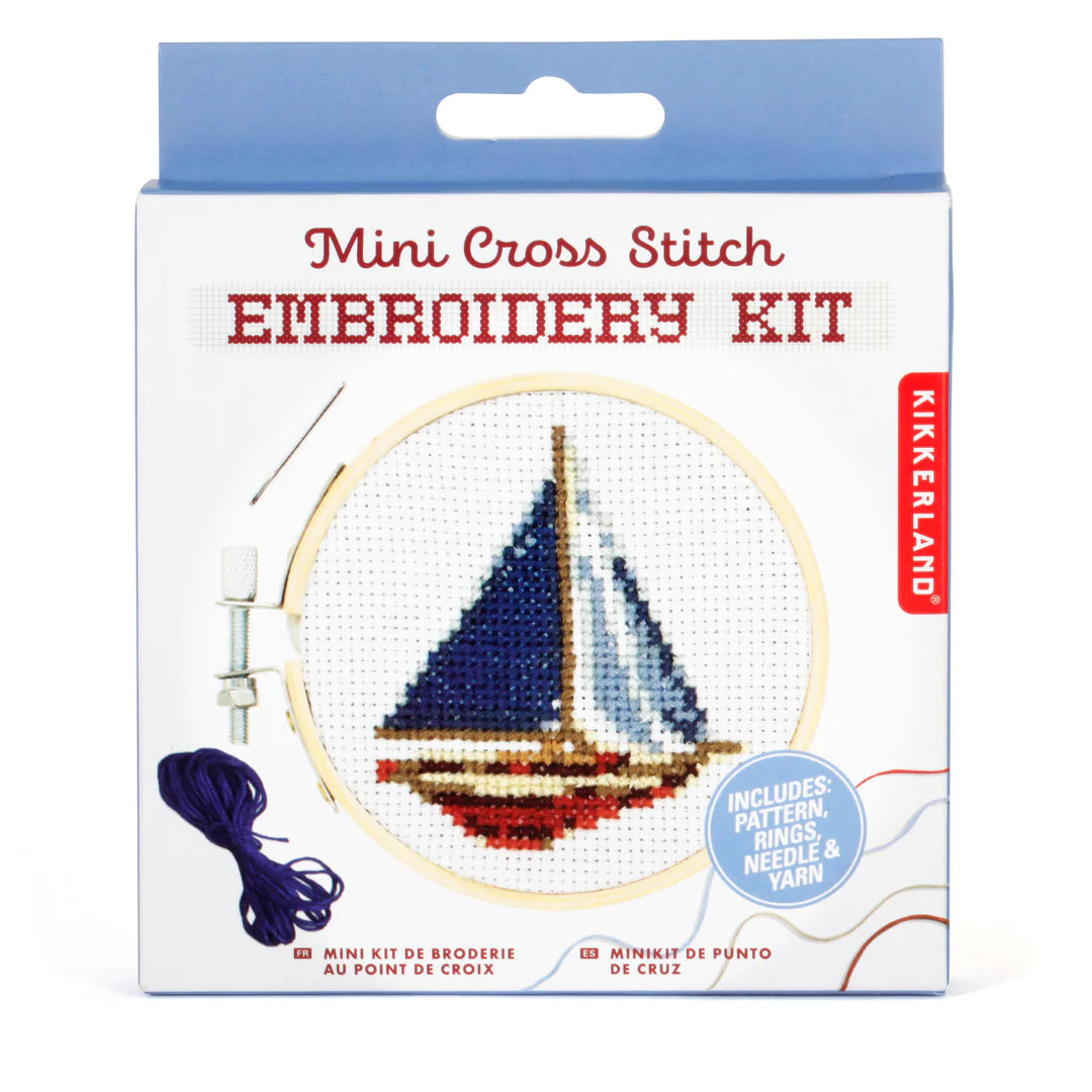 Mini Cross Stitch Embroidery Kit | Sailboat
