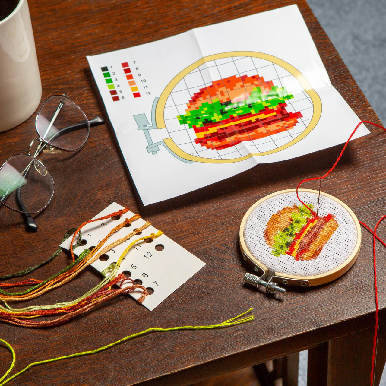 Mini Cross Stitch Embroidery Kit | Burger