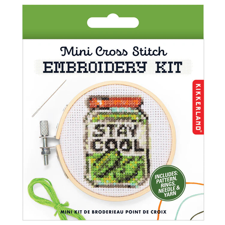 Mini Cross Stitch Embroidery Kit - Pickle Jar