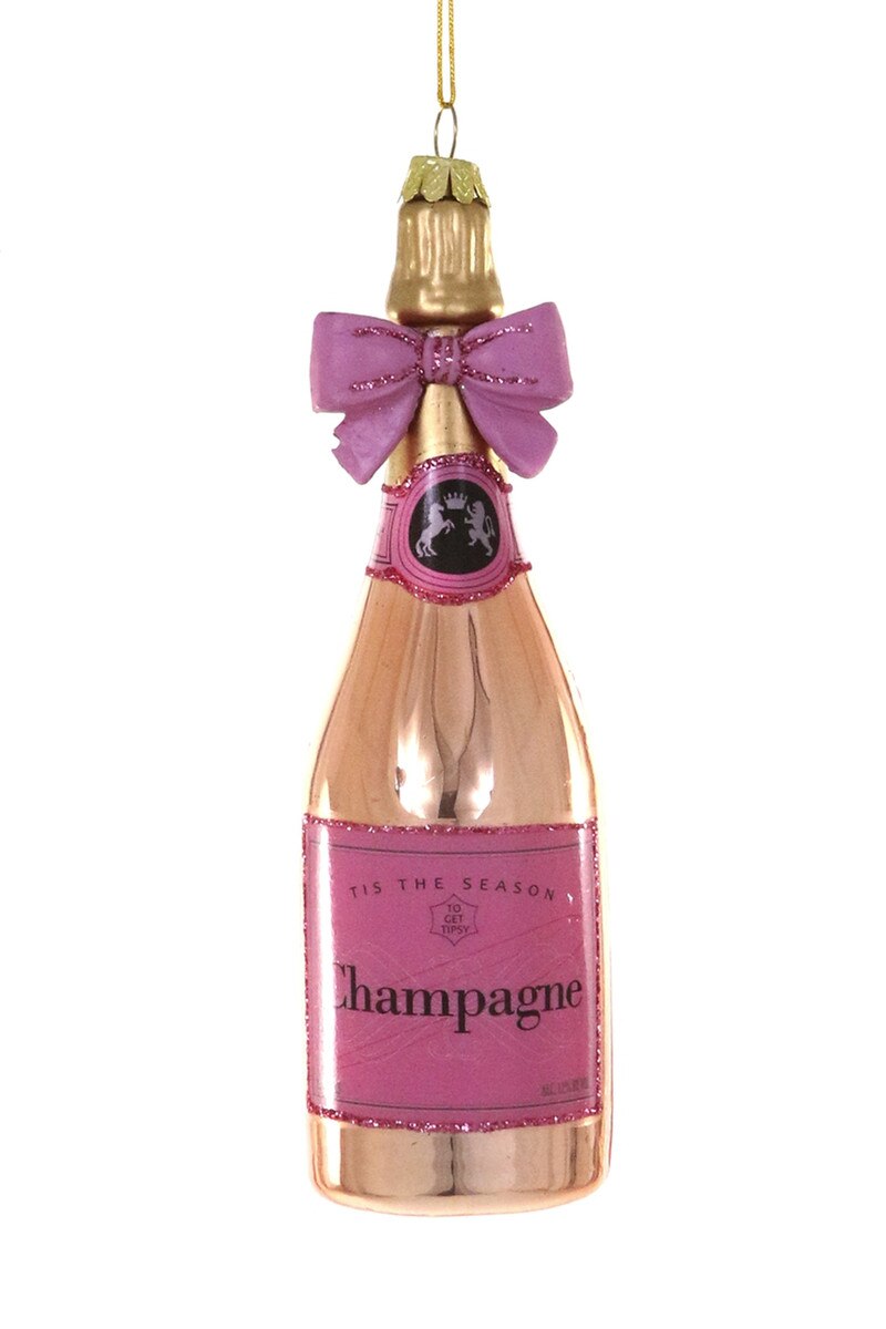 Champange with Bow - Pink Ornament