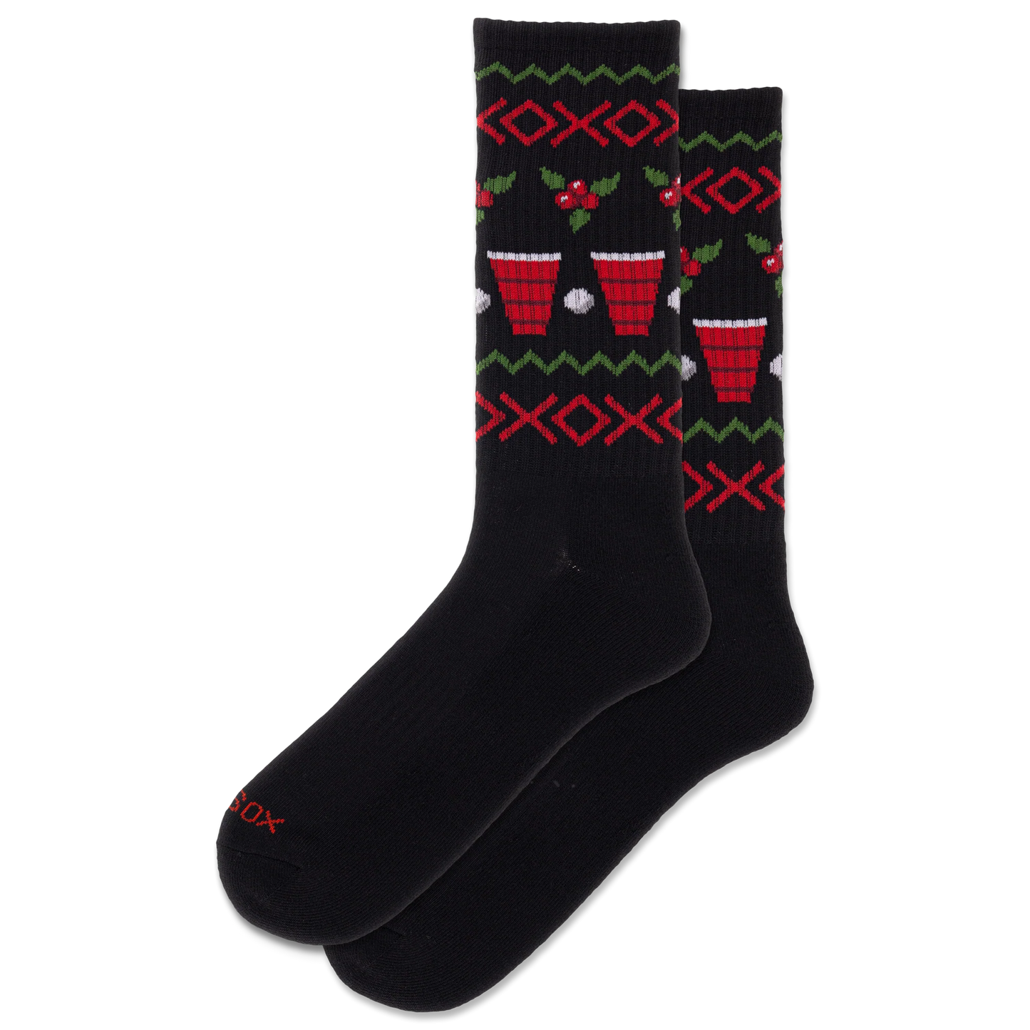 HOTSOX Men's Beer Pong Christmas Crew Sock