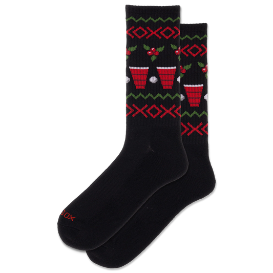 HOTSOX Men's Beer Pong Christmas Crew Sock