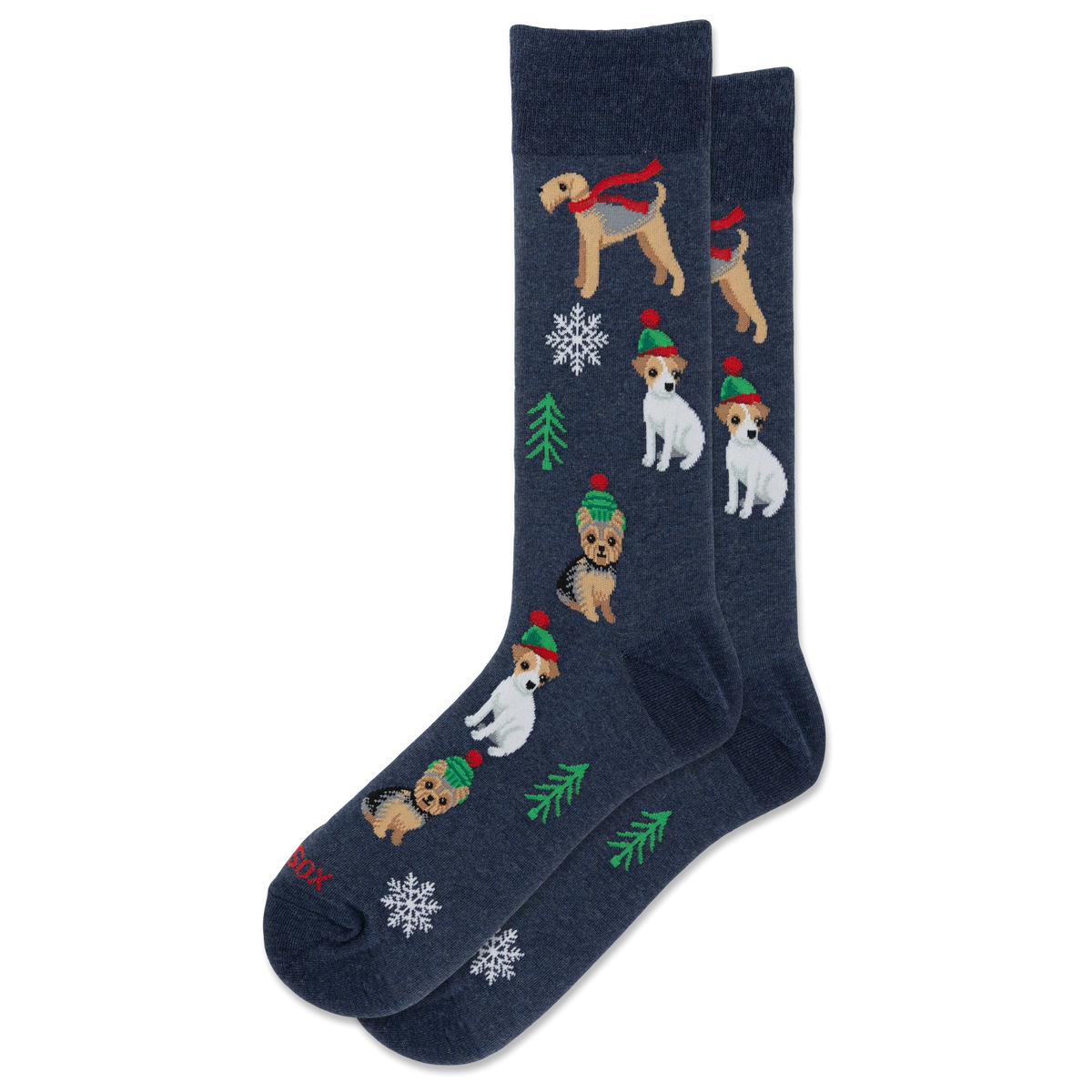 HOTSOX Men's Christmas Dogs Crew Socks