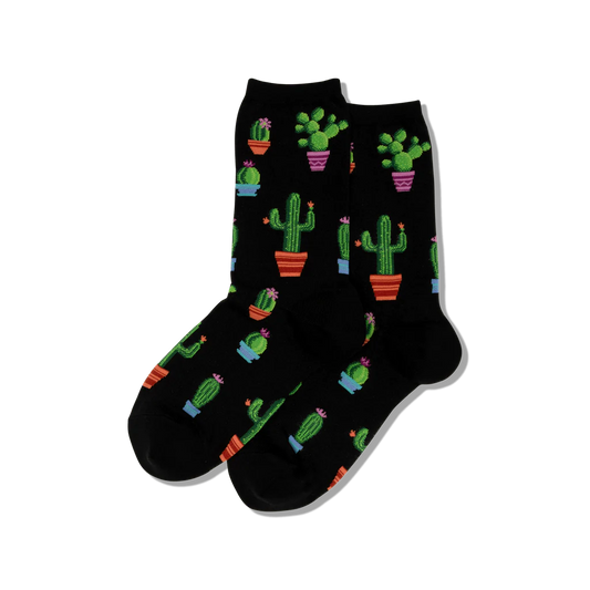 HOTSOX Women's Potted Cactus Crew Socks