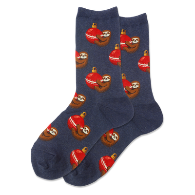 HOTSOX Women's Holiday Sloth Crew Socks