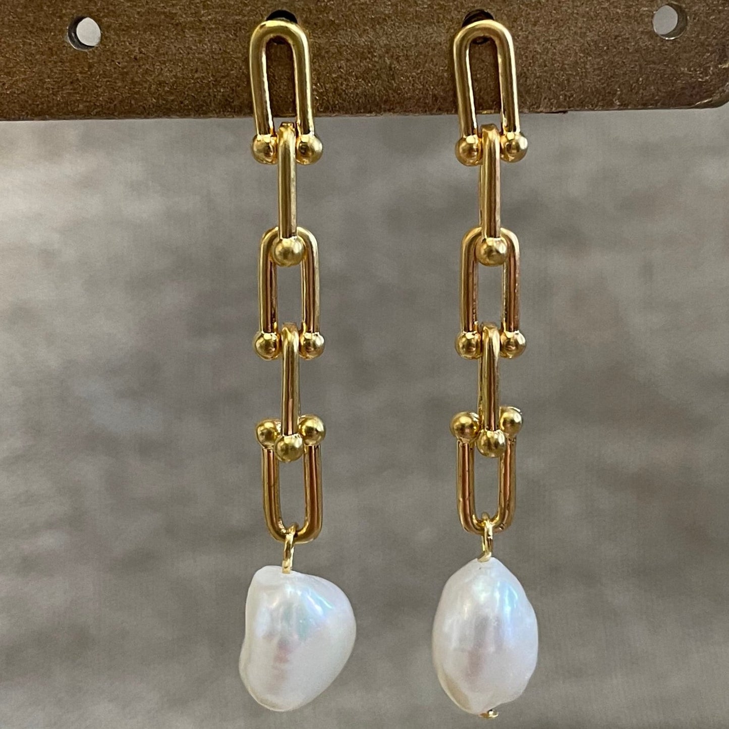 Pearl Chain Dangle Earrings