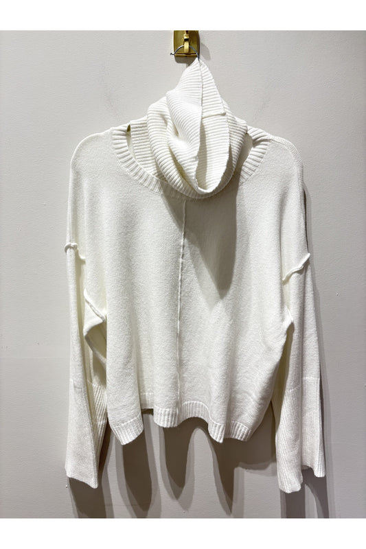 Tery Rib Neck Sweater With Snood