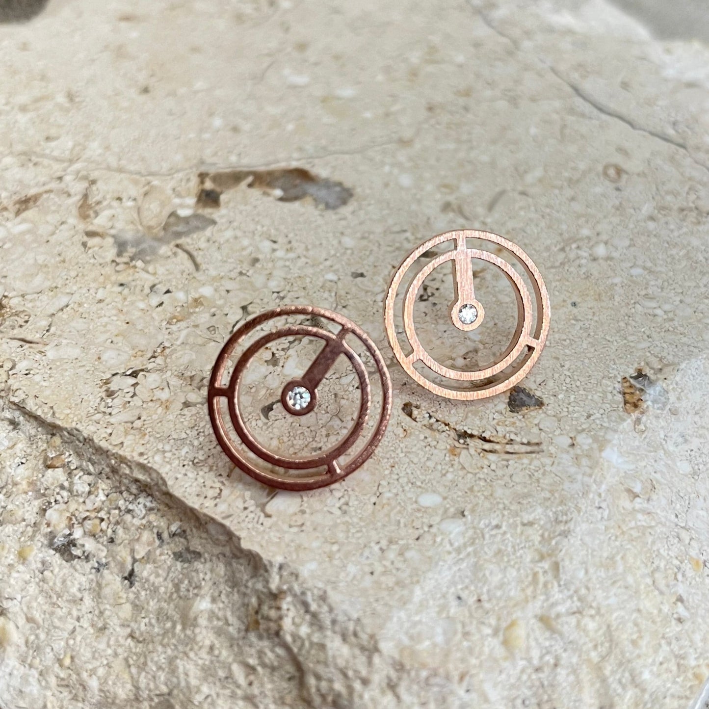 Circle Outline with Stone Stud Earrings