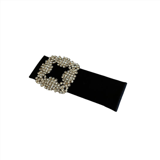 Jeweled Black Satin Hair Clip