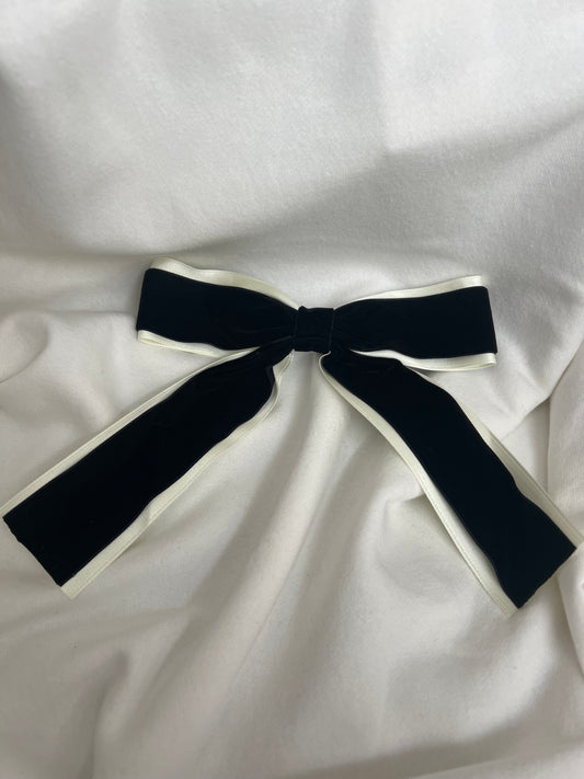 Ribbon and Black Satin Hair Clip