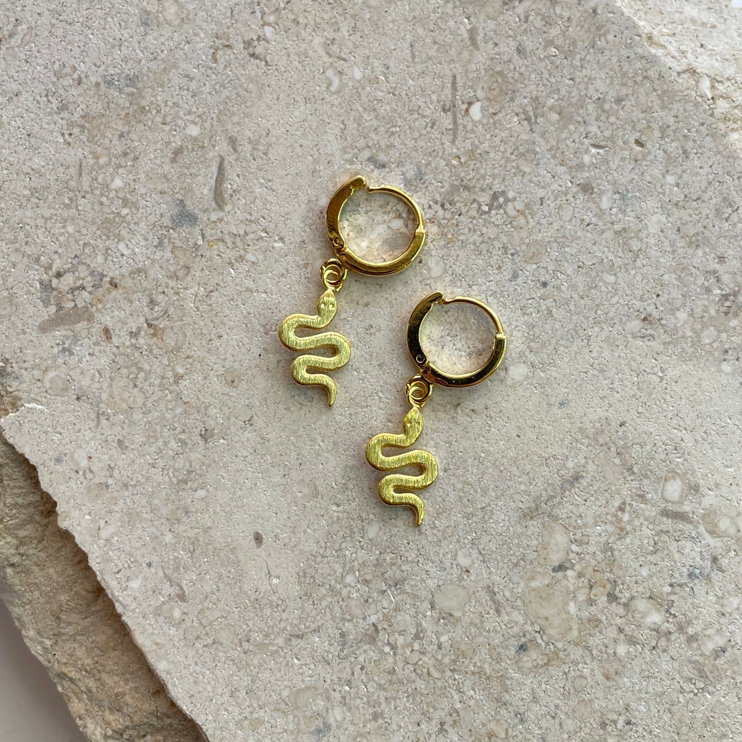 Snake Huggie Hoop Earrings