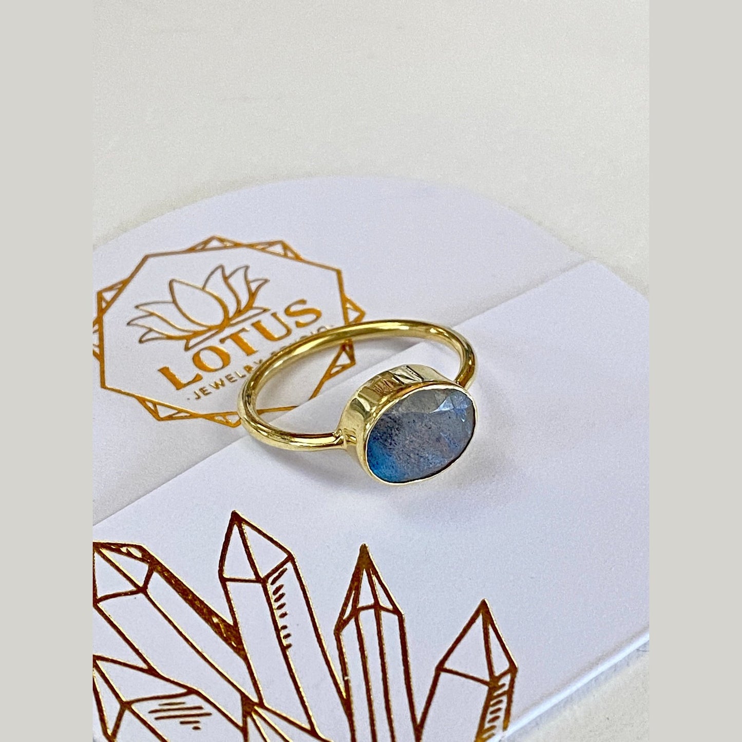 Gold Carded Gemstone Ring