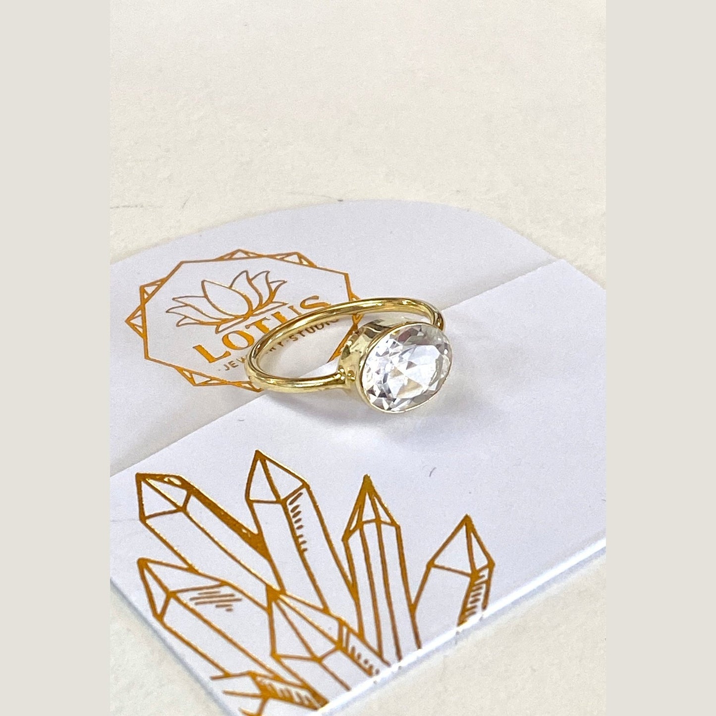 Gold Carded Gemstone Ring