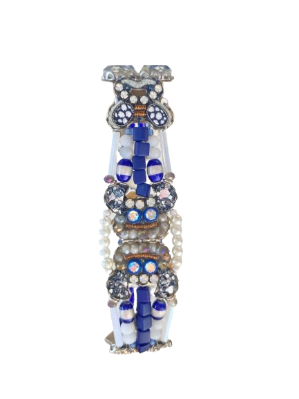 Ayala Blue and White Pearled Bracelet