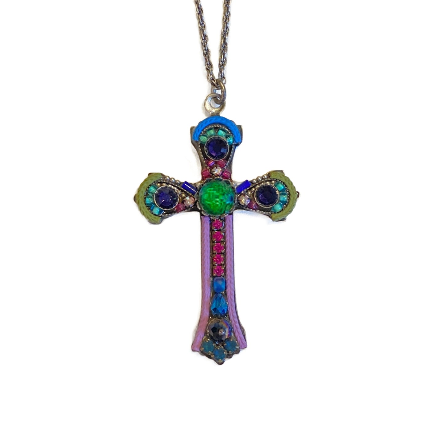 Ayala Bar | Purple And Green Large Cross Necklace