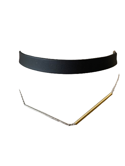 Leather and Chain Choker Necklace