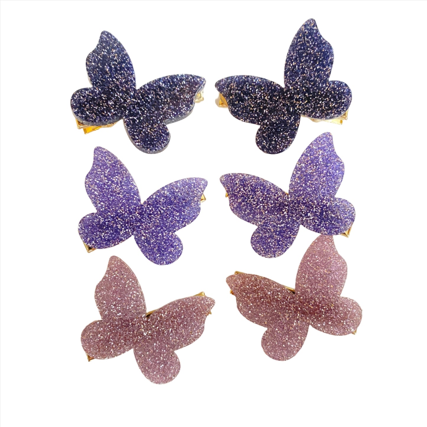 Small Sparkly Butterfly Barrette | Set of 2