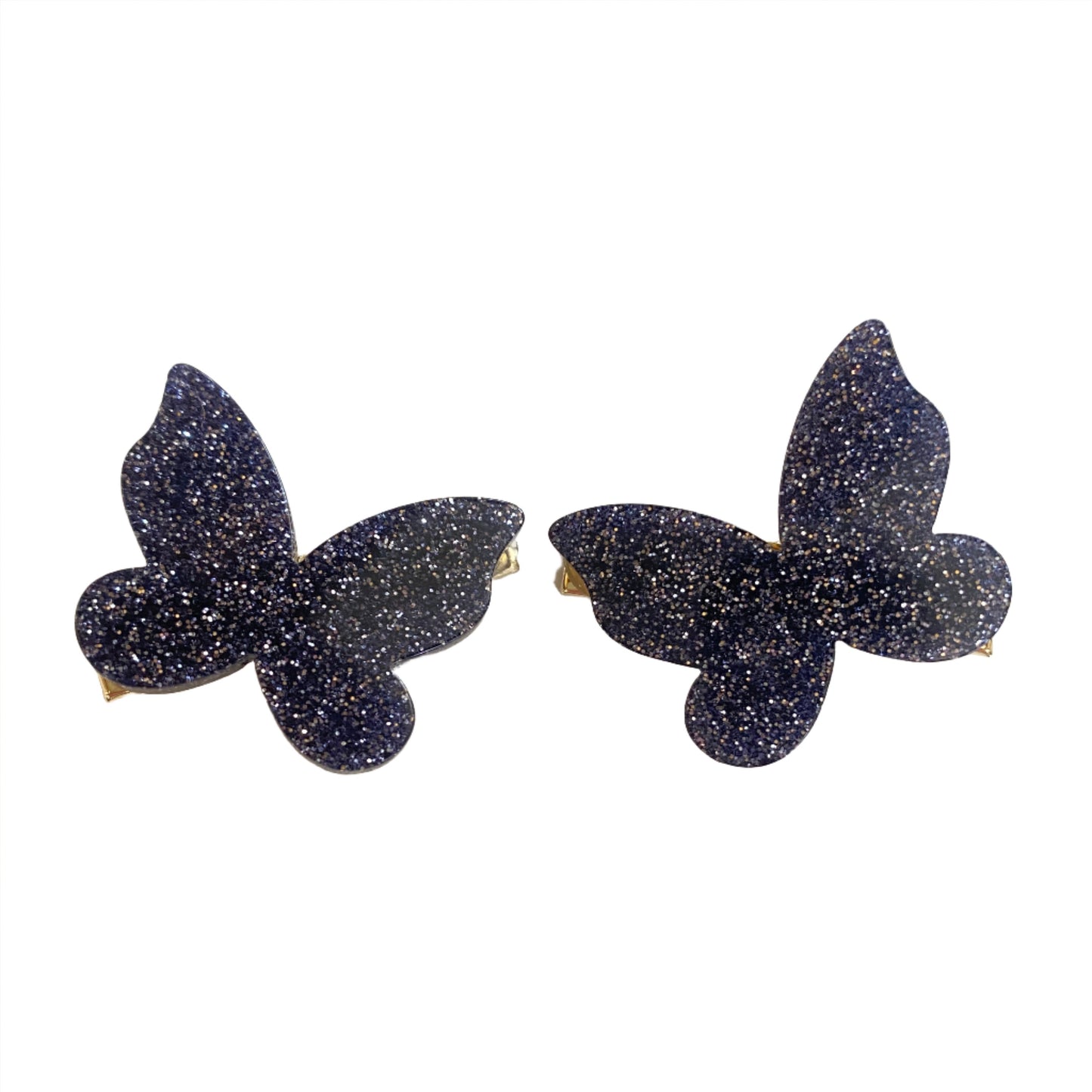 Small Sparkly Butterfly Barrette | Set of 2
