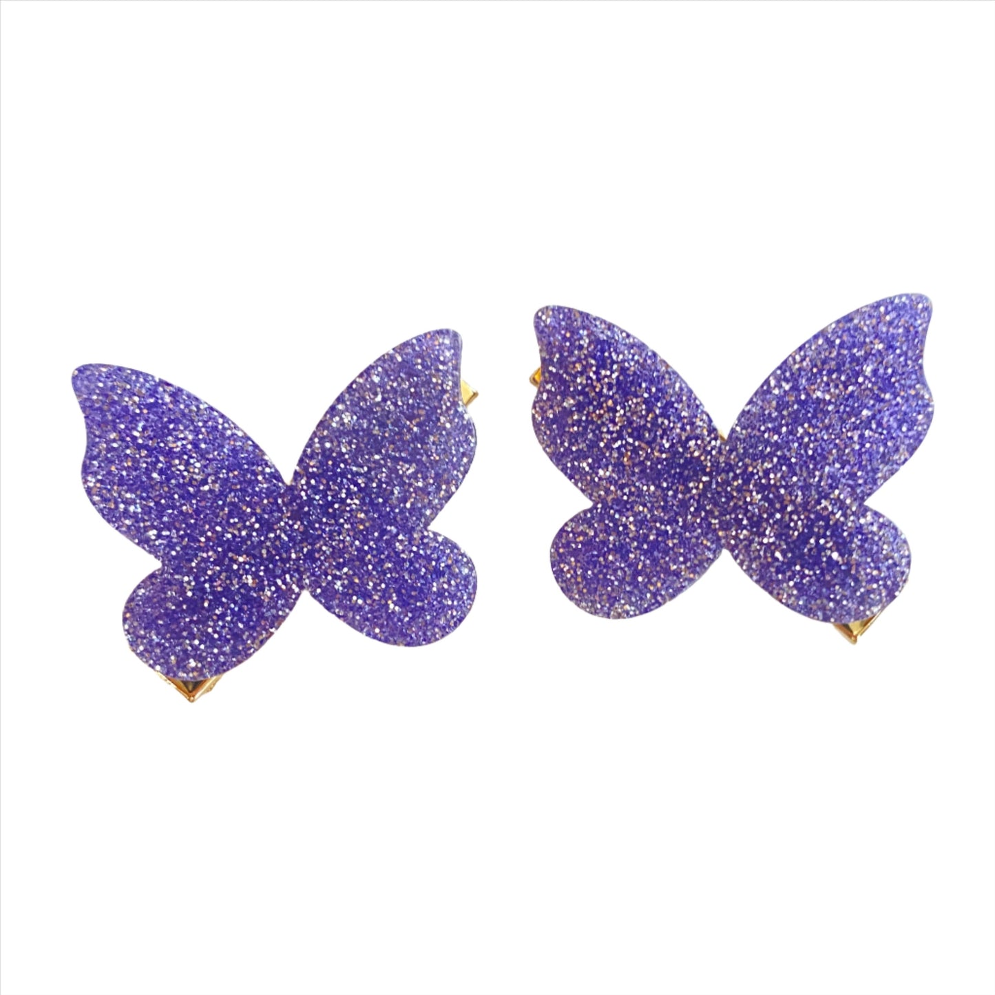 Small Sparkly Butterfly Barrette | Set of 2